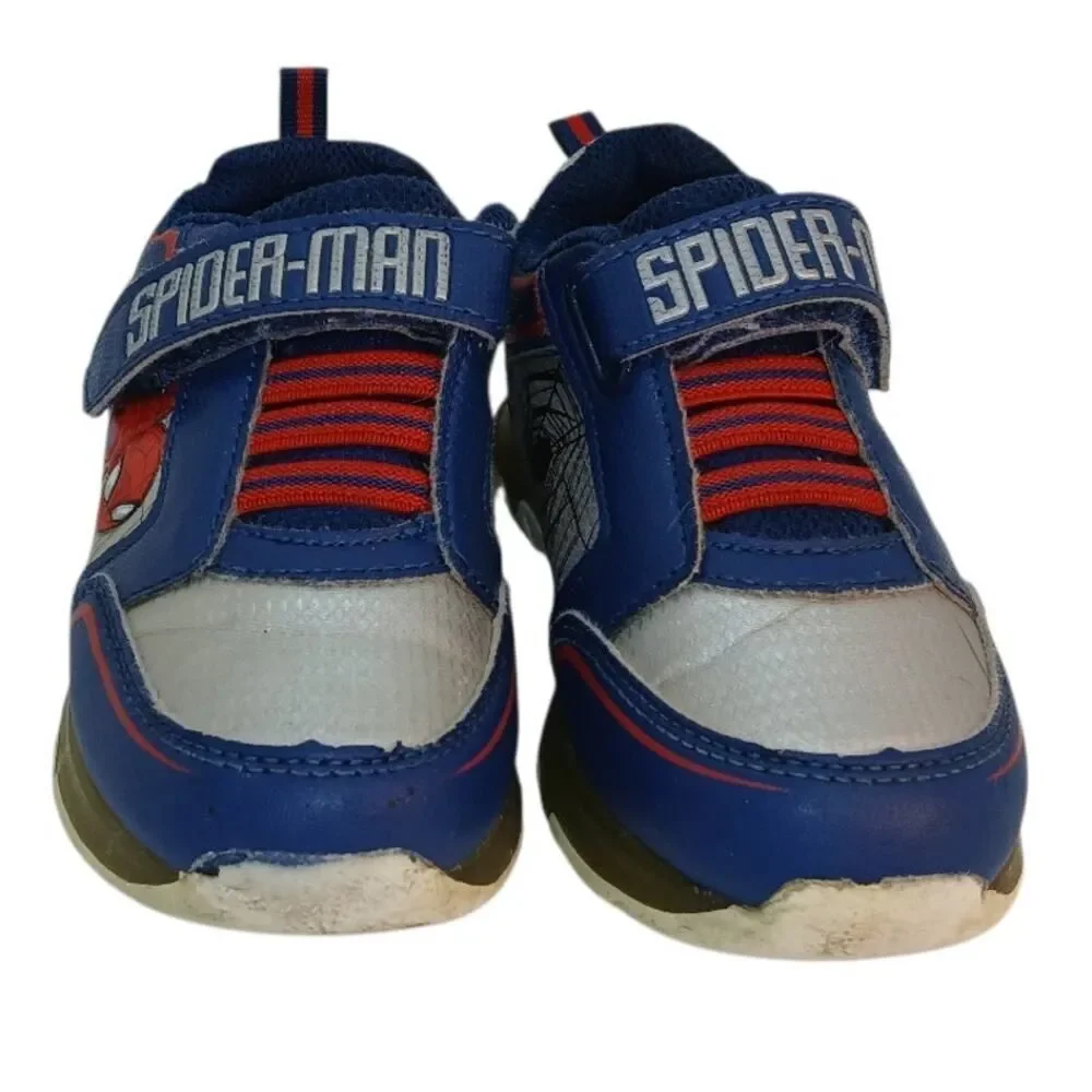 Marvel Spiderman Boys Blue/Silver/Red Light Up Sneakers - Size: 9T